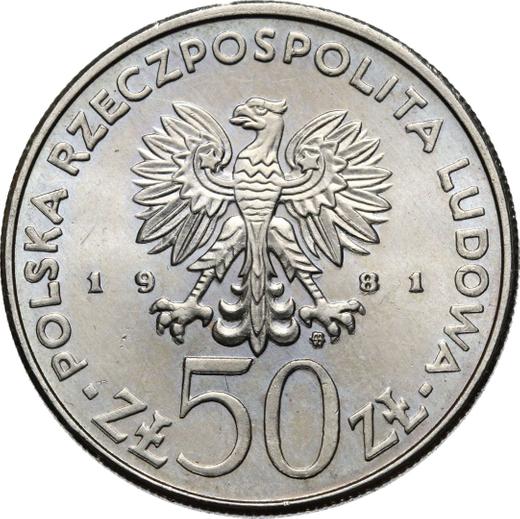 Аверс монеты - 50 злотых 1981 года MW "Всемирный день продовольствия" Медно-никель - цена  монеты - Польша, Народная Республика