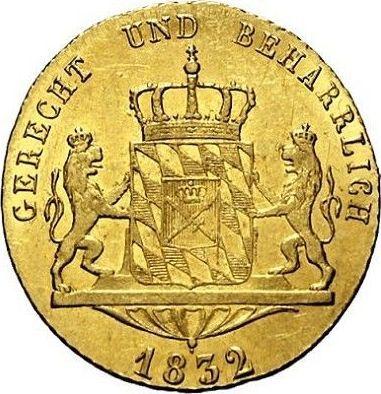 Rewers monety - Dukat 1832 - cena złotej monety - Bawaria, Ludwik I