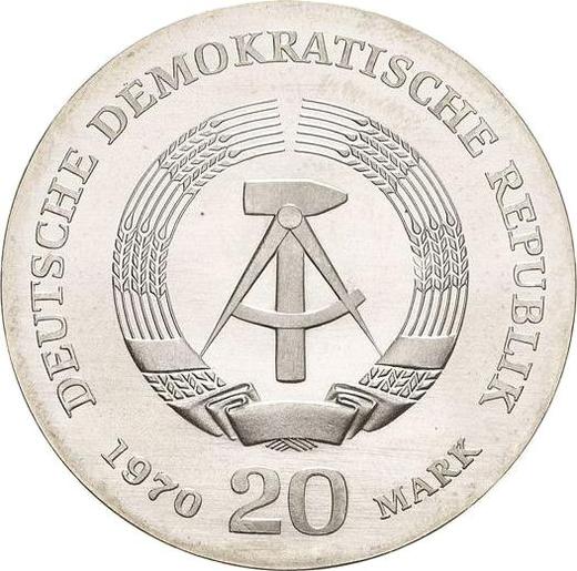 Reverso 20 marcos 1970 "Friedrich Engels" - valor de la moneda de plata - Alemania, República Democrática Alemana (RDA)
