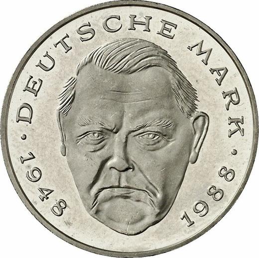 Аверс монеты - 2 марки 1996 года J "Людвиг Эрхард" - цена  монеты - Германия, ФРГ