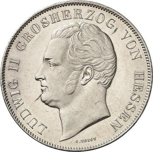 Awers monety - 2 guldeny 1846 - cena srebrnej monety - Hesja-Darmstadt, Ludwik II