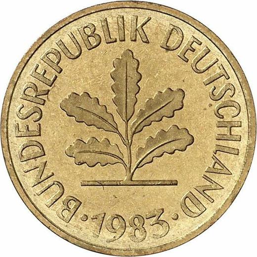 Реверс монеты - 5 пфеннигов 1984 года J - цена  монеты - Германия, ФРГ