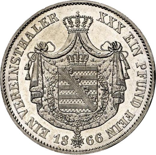 Rewers monety - Talar 1866 A - cena srebrnej monety - Saksonia-Weimar-Eisenach, Karol Aleksander