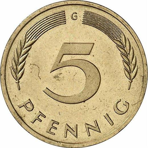 Anverso 5 Pfennige 1974 G - valor de la moneda  - Alemania, RFA