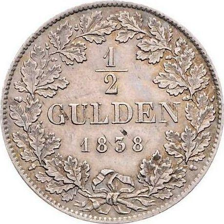 Reverso Medio florín 1838 - valor de la moneda de plata - Sajonia-Meiningen, Bernardo II