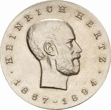 Anverso 5 marcos 1969 "Heinrich Hertz" Canto liso - valor de la moneda  - Alemania, República Democrática Alemana (RDA)