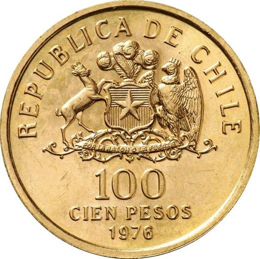 Аверс монеты - 100 песо 1976 года So "Освобождение Чили" - цена золотой монеты - Чили, Республика