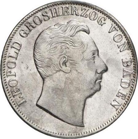 Awers monety - 1 gulden 1849 - cena srebrnej monety - Badenia, Leopold