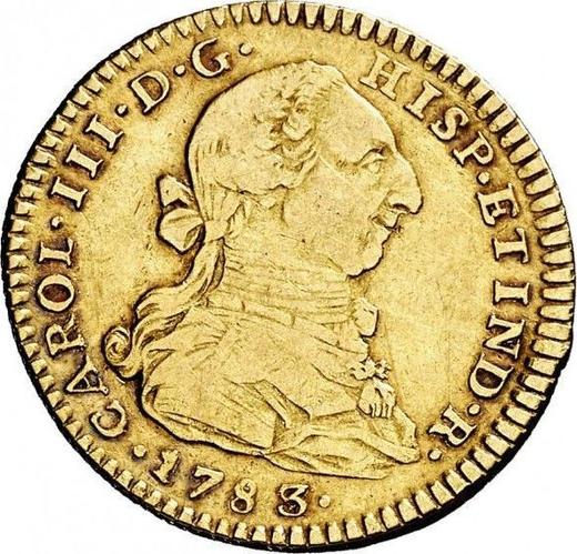 Awers monety - 2 escudo 1783 Mo FF - cena złotej monety - Meksyk, Karol III