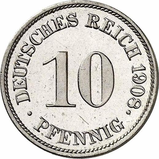 Аверс монеты - 10 пфеннигов 1908 года J "Тип 1890-1916" - цена  монеты - Германия, Германская Империя
