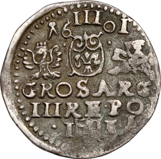 Rewers monety - Trojak 1601 IF "Mennica lubelska" Data u góry - cena srebrnej monety - Polska, Zygmunt III