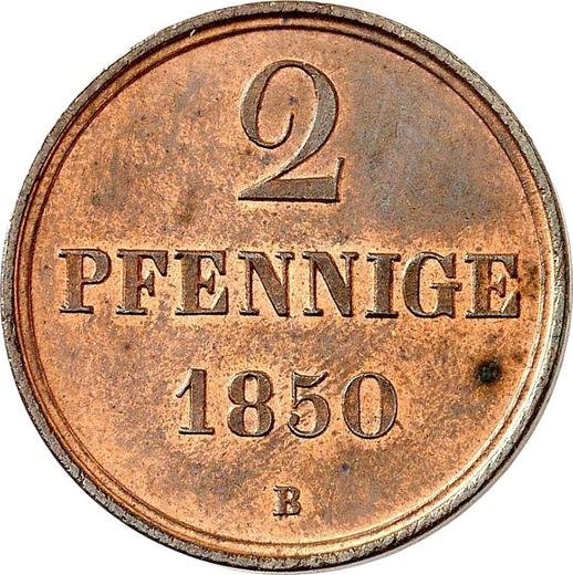 Reverso 2 Pfennige 1850 B - valor de la moneda  - Hannover, Ernesto Augusto 