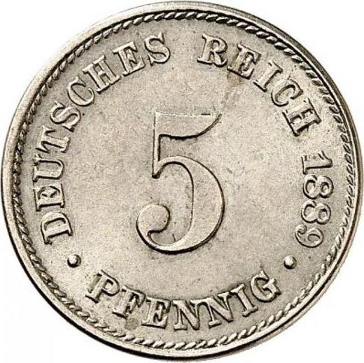 Аверс монеты - 5 пфеннигов 1889 года J "Тип 1874-1889" - цена  монеты - Германия, Германская Империя