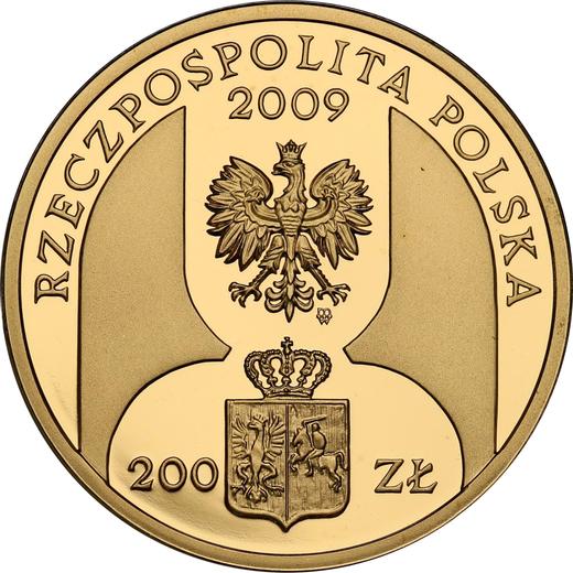 Аверс монеты - 200 злотых 2009 года MW ET "180 лет центральному банку Польши" - цена золотой монеты - Польша, III Республика после деноминации