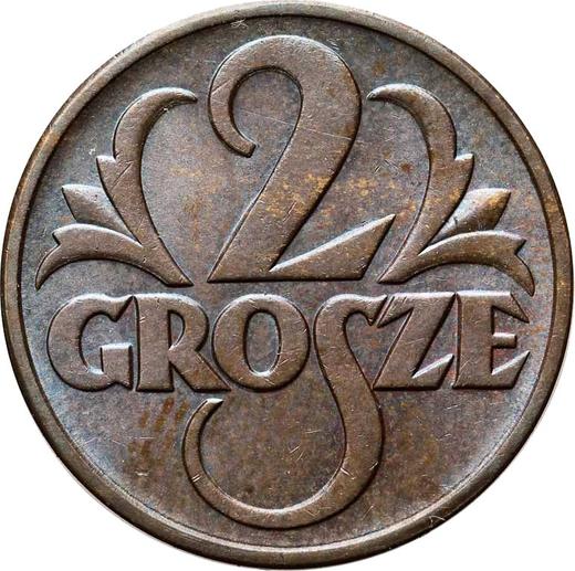 Реверс монеты - 2 гроша 1938 года WJ - цена  монеты - Польша, II Республика