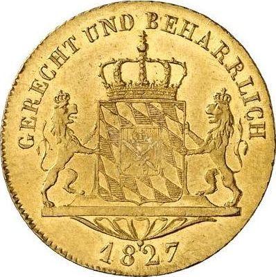 Rewers monety - Dukat 1827 - cena złotej monety - Bawaria, Ludwik I