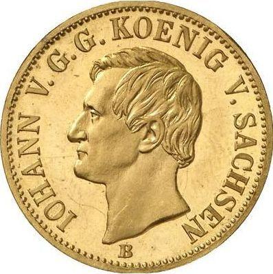 Аверс монеты - 1 крона 1871 года B - цена золотой монеты - Саксония-Альбертина, Иоганн