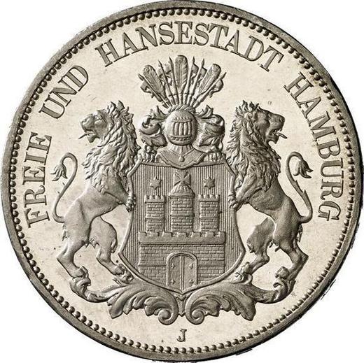 Anverso 5 marcos 1875 J "Hamburg" - valor de la moneda de plata - Alemania, Imperio alemán