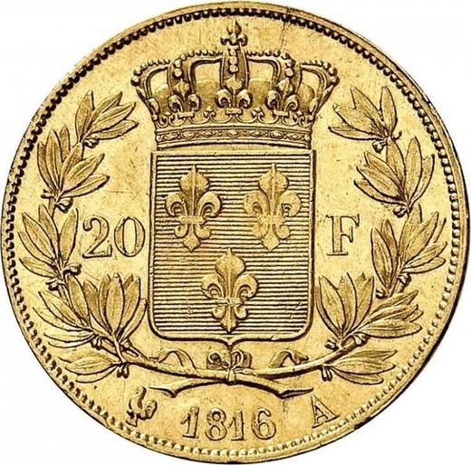Reverse 20 Francs 1816 A "Type 1816-1824" Paris - France, Louis XVIII