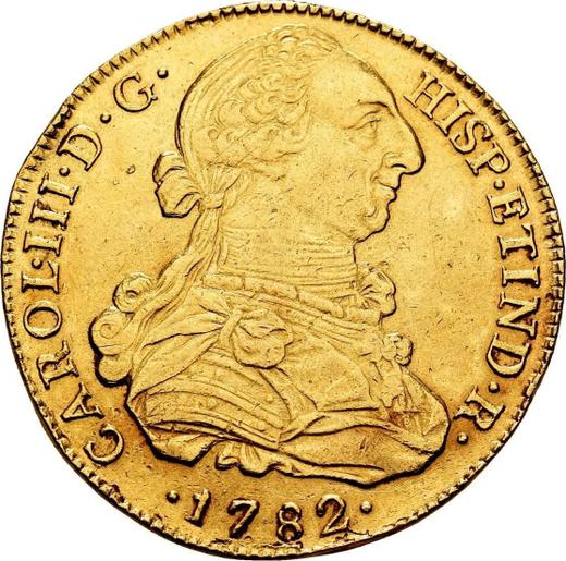 Аверс монеты - 8 эскудо 1782 года MI - цена золотой монеты - Перу, Карл III
