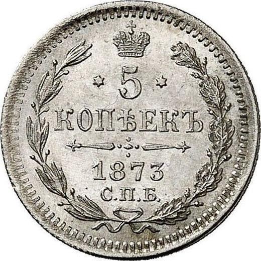 Reverso 5 kopeks 1873 СПБ HI "Plata ley 500 (billón)" - valor de la moneda de plata - Rusia, Alejandro II