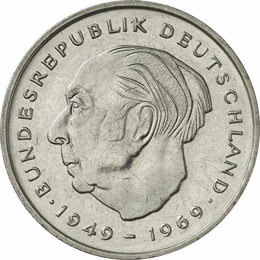 Obverse 2 Mark 1972 G "Theodor Heuss" -  Coin Value - Germany, FRG