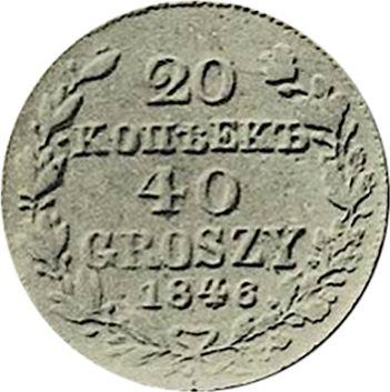 Rewers monety - 20 kopiejek - 40 groszy 1846 MW - cena srebrnej monety - Polska, Zabór Rosyjski