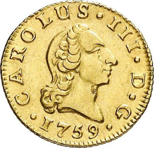 Awers monety - 1/2 escudo 1759 M J - cena złotej monety - Hiszpania, Karol III