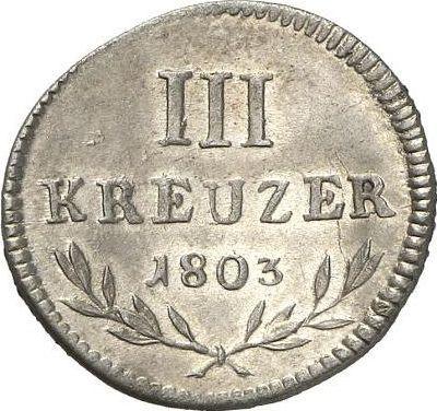 Реверс монеты - 3 крейцера 1803 года - цена серебряной монеты - Баден, Карл Фридрих