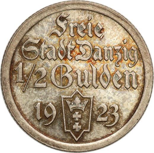 Аверс монеты - 1/2 гульдена 1923 года "Когг" - цена серебряной монеты - Польша, Вольный город Данциг