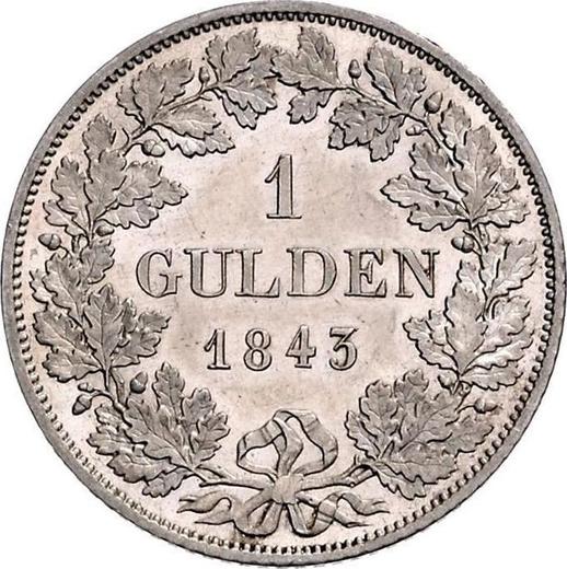 Rewers monety - 1 gulden 1843 - cena srebrnej monety - Badenia, Leopold