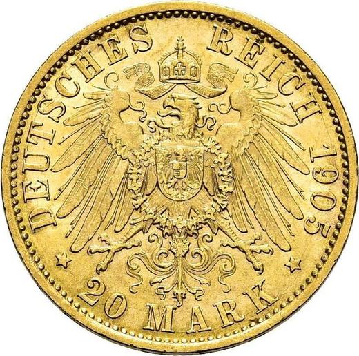 Rewers monety - 20 marek 1905 A "Prusy" - cena złotej monety - Niemcy, Cesarstwo Niemieckie