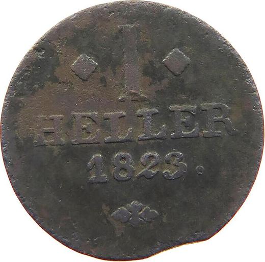 Реверс монеты - Геллер 1823 года - цена  монеты - Гессен-Кассель, Вильгельм II