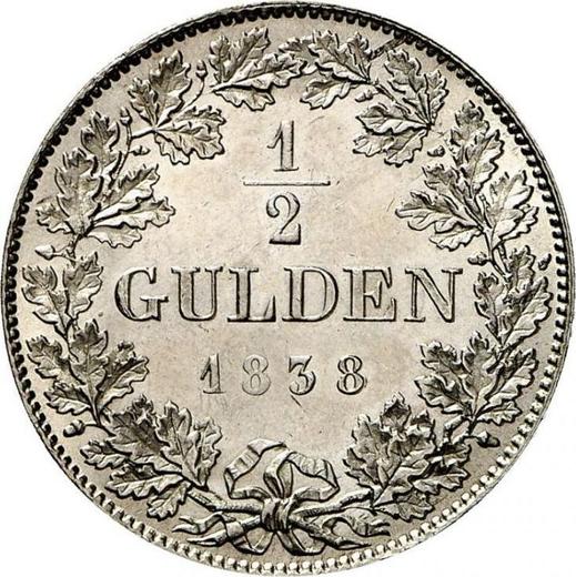 Reverso Medio florín 1838 - valor de la moneda de plata - Hesse-Homburg, Federico IV Carlos Luis Guillermo 