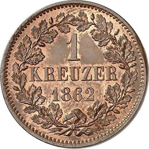Reverso 1 Kreuzer 1862 - valor de la moneda  - Baden, Federico I