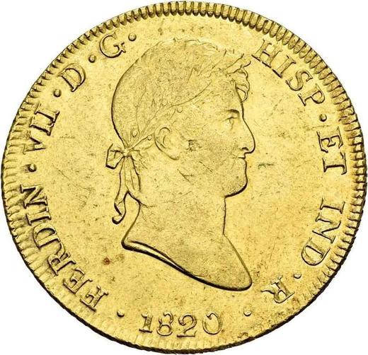Аверс монеты - 8 эскудо 1820 года JP - цена золотой монеты - Перу, Фердинанд VII