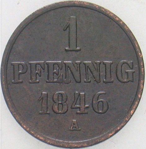 Reverso 1 Pfennig 1846 A "Tipo 1845-1851" - valor de la moneda  - Hannover, Ernesto Augusto 