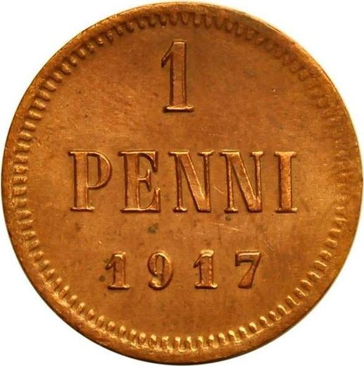 Реверс монеты - 1 пенни 1917 года - цена  монеты - Финляндия, Великое княжество