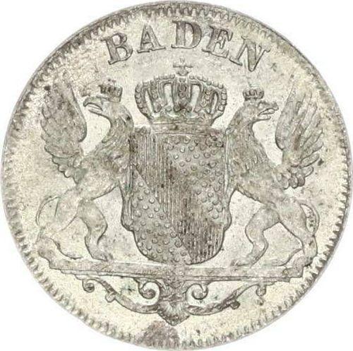 Аверс монеты - 6 крейцеров 1845 года - цена серебряной монеты - Баден, Леопольд