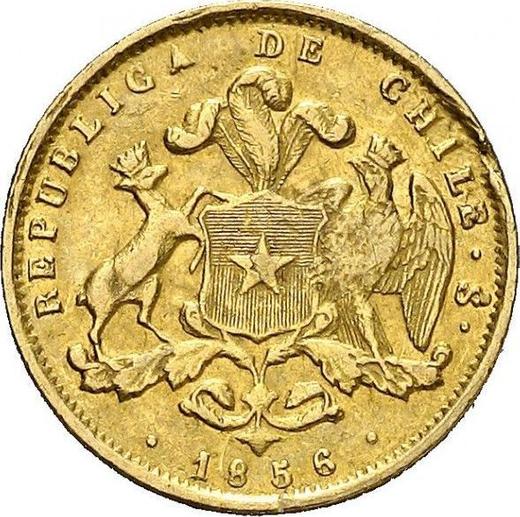 Аверс монеты - 2 песо 1856 года - цена золотой монеты - Чили, Республика
