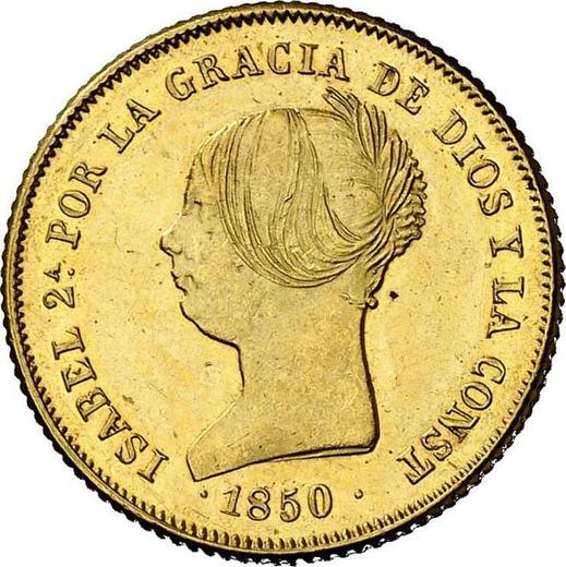 Аверс монеты - 100 реалов 1850 года B SM - цена золотой монеты - Испания, Изабелла II