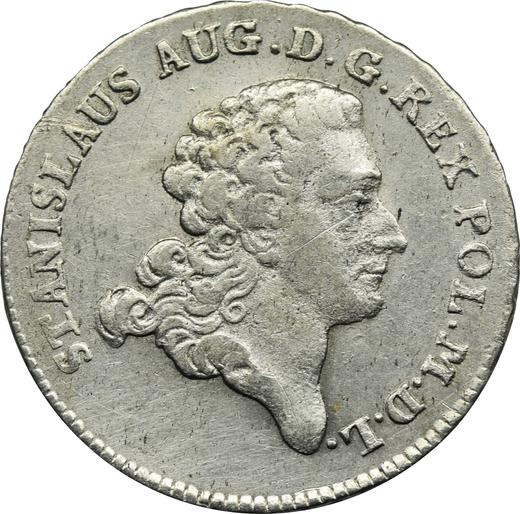 Аверс монеты - Двузлотовка (8 грошей) 1775 года EB - цена серебряной монеты - Польша, Станислав II Август