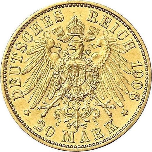 Реверс монеты - 20 марок 1906 года A "Гессен" - цена золотой монеты - Германия, Германская Империя
