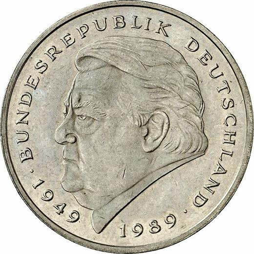Аверс монеты - 2 марки 1992 года F "Франц Йозеф Штраус" - цена  монеты - Германия, ФРГ