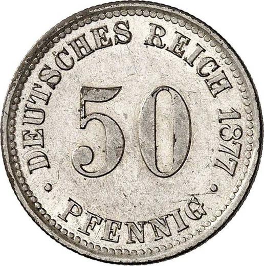 Аверс монеты - 50 пфеннигов 1877 года B "Тип 1875-1877" - цена серебряной монеты - Германия, Германская Империя
