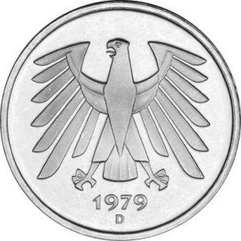 Реверс монеты - 5 марок 1979 года D - цена  монеты - Германия, ФРГ