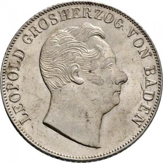 Anverso 1 florín 1845 "Tipo 1845-1852" - valor de la moneda de plata - Baden, Leopoldo I de Baden