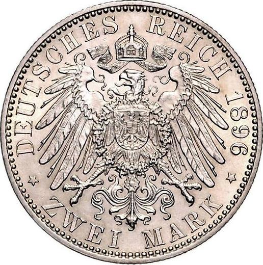 Revers 2 Mark 1896 A "Schwarzburg-Sondershausen" - Silbermünze Wert - Deutschland, Deutsches Kaiserreich