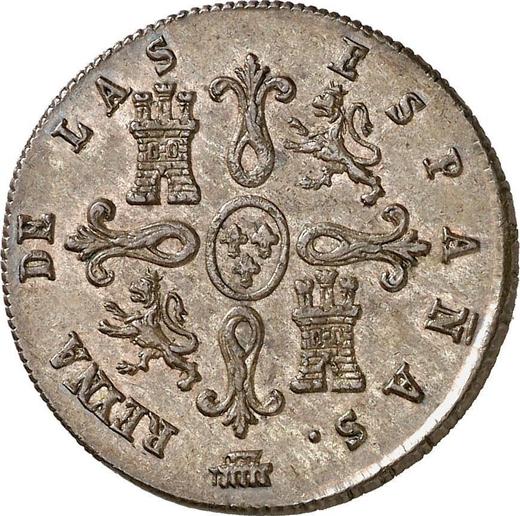 Реверс монеты - 4 мараведи 1837 года - цена  монеты - Испания, Изабелла II