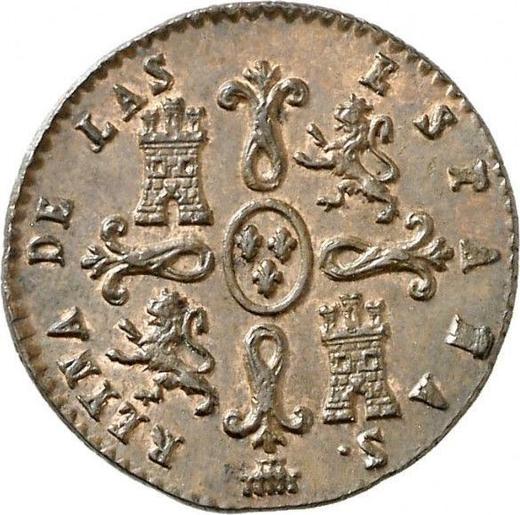 Реверс монеты - 2 мараведи 1489 (1849) года Дата "1489" - цена  монеты - Испания, Изабелла II